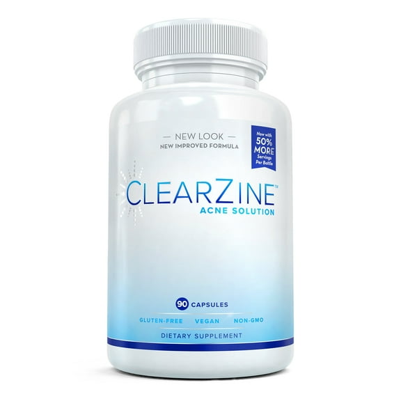 ClearZine Acne Treatment with Zinc & Pantothenic Acid, 90 Capsules, Vegetarian, Vegan, Gluten-Free