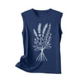 thumbnail image 4 of JSKUMAR Women's Summer Crewneck Tank Tops Floral Graphic Curved Hem Sleeveless Tops Casual Loose Fit Shirts Navy-3,L, 4 of 5