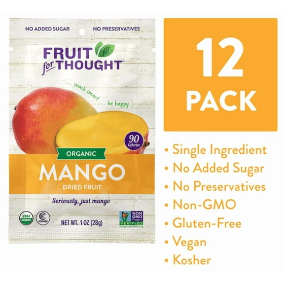 Fruit for Thought Dried Fruit (Organic Dried Mango, 1 Ounce (Pack of 12))