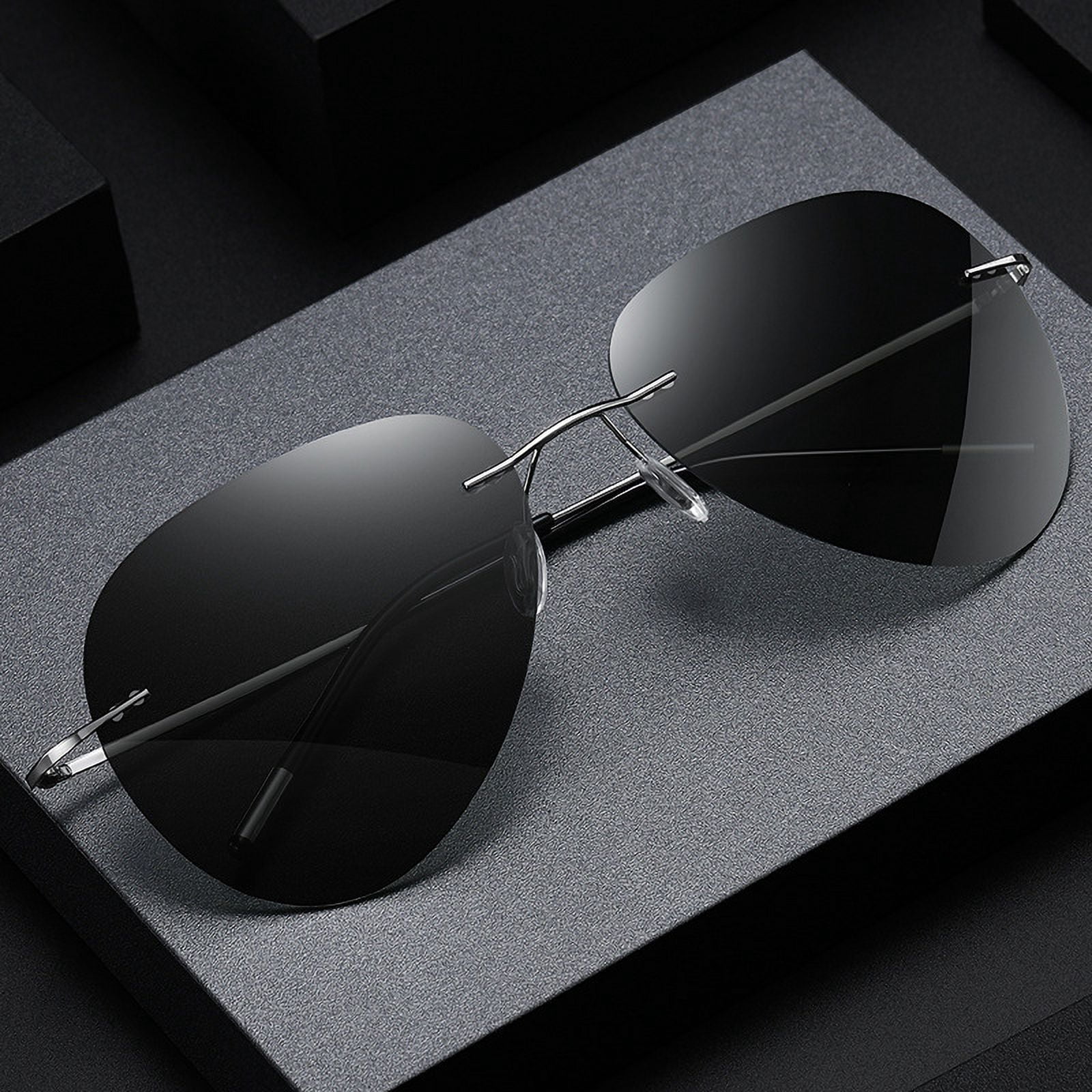 KKTREE Titan Bold Ultra-light Titanium Polarized Frameless Photochromic Sunglasses for Men, Suitable for Driving Day and Night