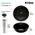 thumbnail image 5 of KRAUS Viva Round Black Porcelain Ceramic Vessel Bathroom Sink with Pop-Up Drain, 16 1/2 in. D x 5 1/2 in. H, 5 of 16