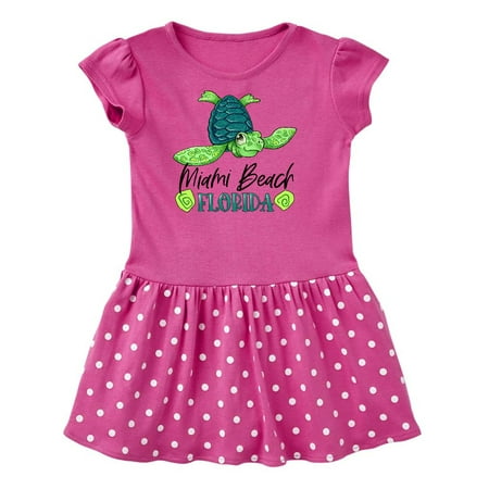 

Inktastic Miami Beach Florida Happy Sea Turtle Gift Toddler Girl Dress