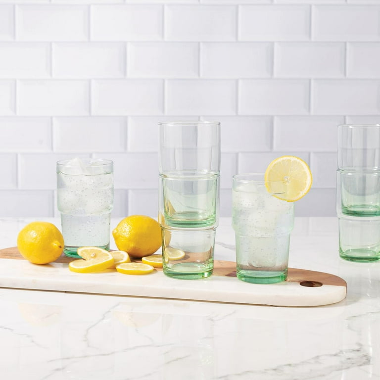 Better Homes & Gardens Clear Green Glassware, 8 Pack, 15 oz