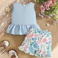 thumbnail image 4 of mgoYE Baby Girls Clothes 12 Months Baby Girls Outfit Short Sleeve Ruffle Romper Floral Shorts Headband Sets 0-18 Months(Light Blue,18-24 Months), 4 of 4