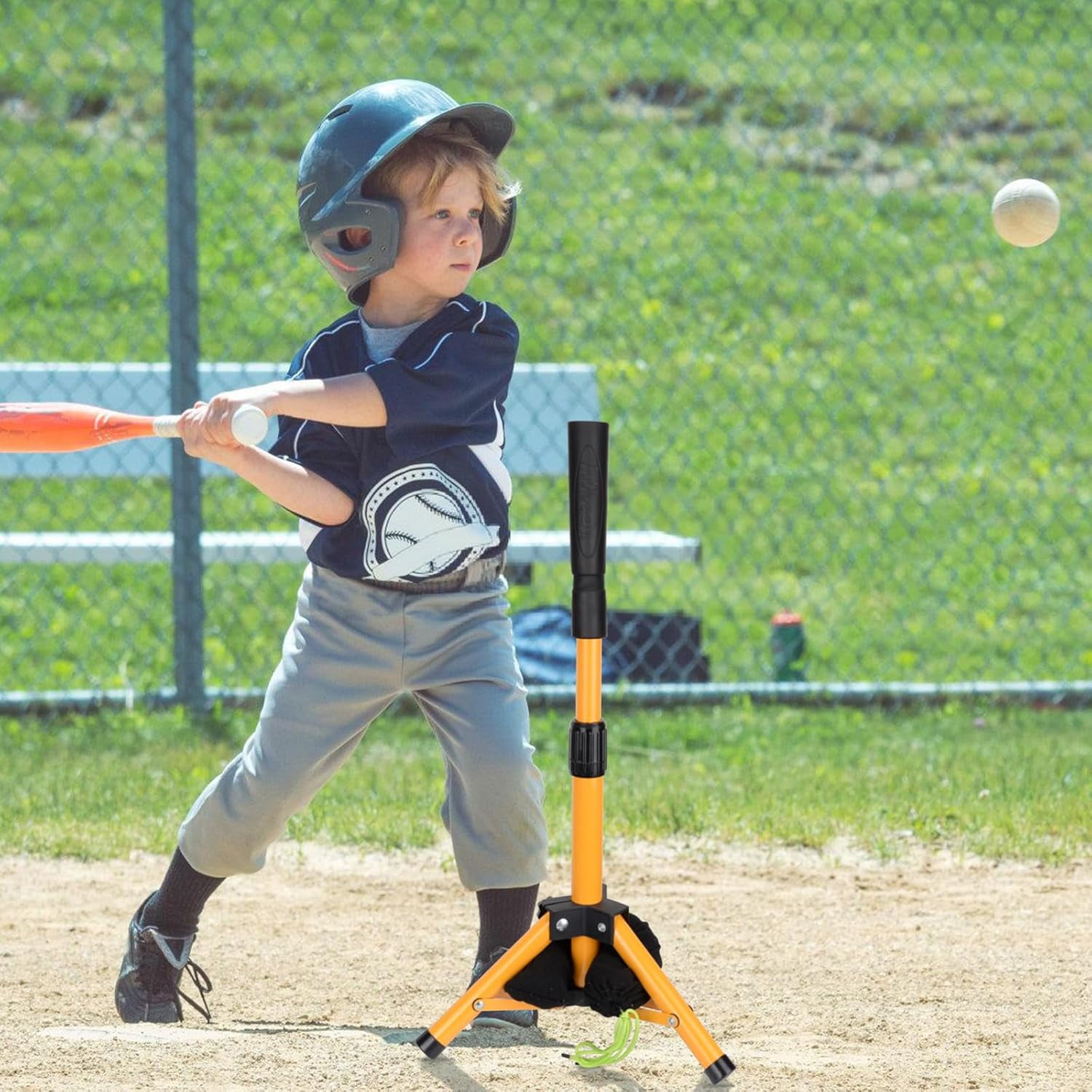 Adoreal Baseball Tee for Kids, Baseball Tee Baseball Batting Tee for Kids Softball & Baseball Practice Tee Easy Adjustable Height Portable Hitting Tee with Carry Bag（Yellow）