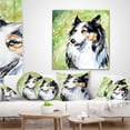 thumbnail image 4 of Designart Black Collie Dog Watercolor - Animal Throw Pillow - 18x18, 4 of 5