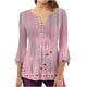 thumbnail image 2 of Fiudx Tops para Mujer Blusa Holgada de Manga Corta con Cuello En V Informal Estampada a La Moda para Mujer, 2 of 5