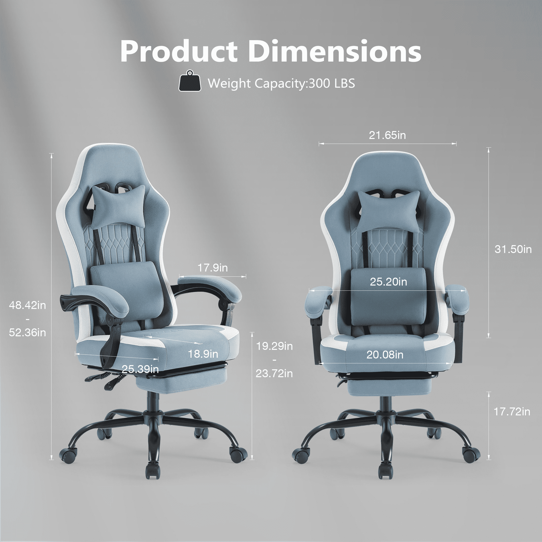 MAYEERTY Ergonomic Gaming Computer Chair with Pocket Spring Cushion, Adjustable Headrest Lumbar Pillow, 90°-135° Reclining Height Adjustable Desk Chair with Armrests