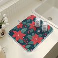 thumbnail image 4 of Yayeee Dish Drying Mat for Kitchen Counter 16" x 18" Microfiber Super Absorbent Coffee Decorative Pad, Red Christmas Leaves, 4 of 9