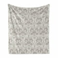 thumbnail image 1 of Taupe Soft Flannel Fleece Throw Blanket, Nature Garden Themed Pattern with Damask Imperial Tile Rococo Inspired, Cozy Plush for Indoor and Outdoor Use, 70" x 90", Taupe and White, by Ambesonne, 1 of 6