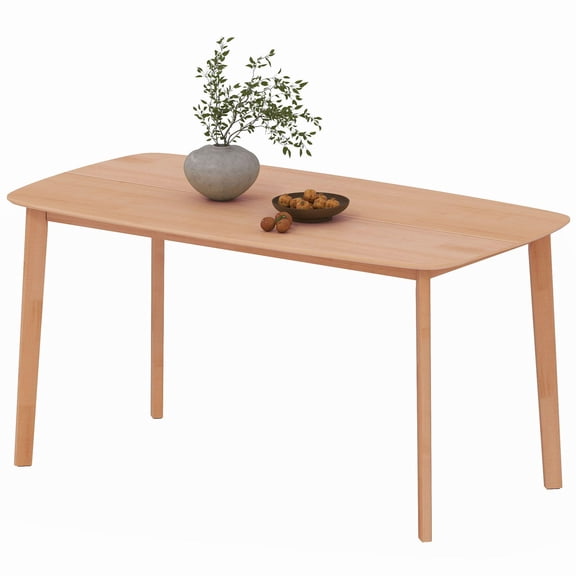Pine Wood Dining Table for 6 Rustic Rectangular Kitchen Table 59 Inch Large Tabletop Natural Finish