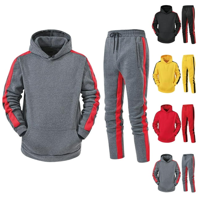 cllios Men's Tracksuit 2 Piece Set Color Block Hoodie Sweatsuits Drawstring Jogging Suits Sweatsuit Set Sports Jogging Suit Set with Pockets