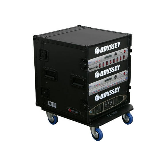 Odyssey Cases FZAR12WBL New Black Label Amplifier Amp Rack Flight Case W/ Wheels