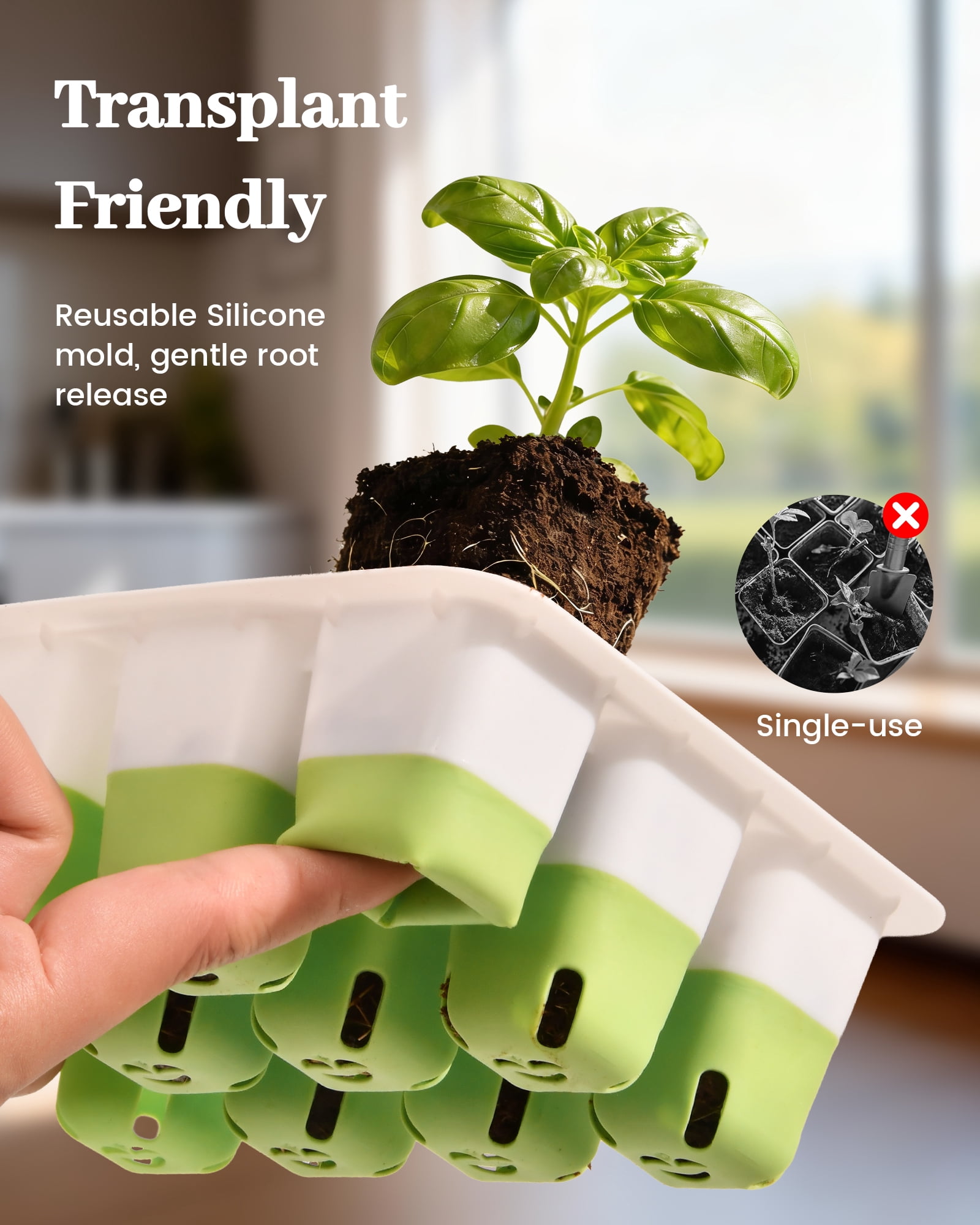 RainPoint 2PCS Seed Starting Tray with Grow Lights Humidity Dome – Reusable Germination Kit for Indoor Gardening, 12-Cell Plant Starter Tray with High-Transparency Cover & Easy Transplant Design