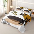 thumbnail image 3 of Castle Fairy Minimalist Leaf Silhouette Quilt King 3 Pieces,Abstract Curved Shape King Coverlet Set,Olive Ochre Beige,1 Bedspread and 2 Pillowcases, 3 of 7