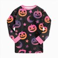 thumbnail image 6 of TOWED22 Toddler Girls Boys Halloween Pajamas Set Kids Pumpkin Print Sleepwear Pjs Long Sleeve 2pcs Soft Jammies(Black,8-9 Y), 6 of 9