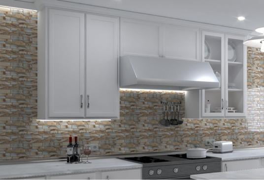 Myst Qanyon Brown Brick Joint Marble Look Polished Glass Mosaic Wall Tile