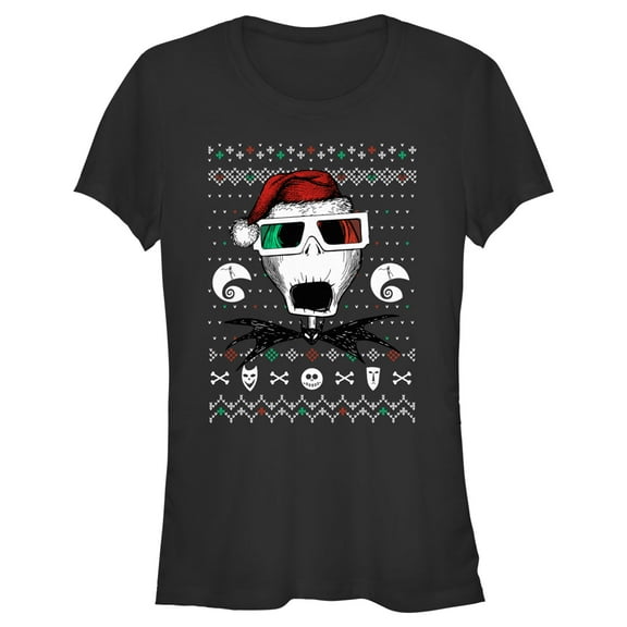 Junior's The Nightmare Before Christmas Ugly Christmas Jack Portrait Graphic Tee Black 2X Large
