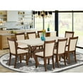 thumbnail image 2 of X727MZN32-9 Dining Table and 8 Light Beige Chairs - Distressed Jacobean Finish, 2 of 2