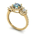thumbnail image 2 of 1.46 ct Round Cut Blue Moissanite 3 Stone 14K Yellow Gold Womens Engagement Ring, 2 of 5