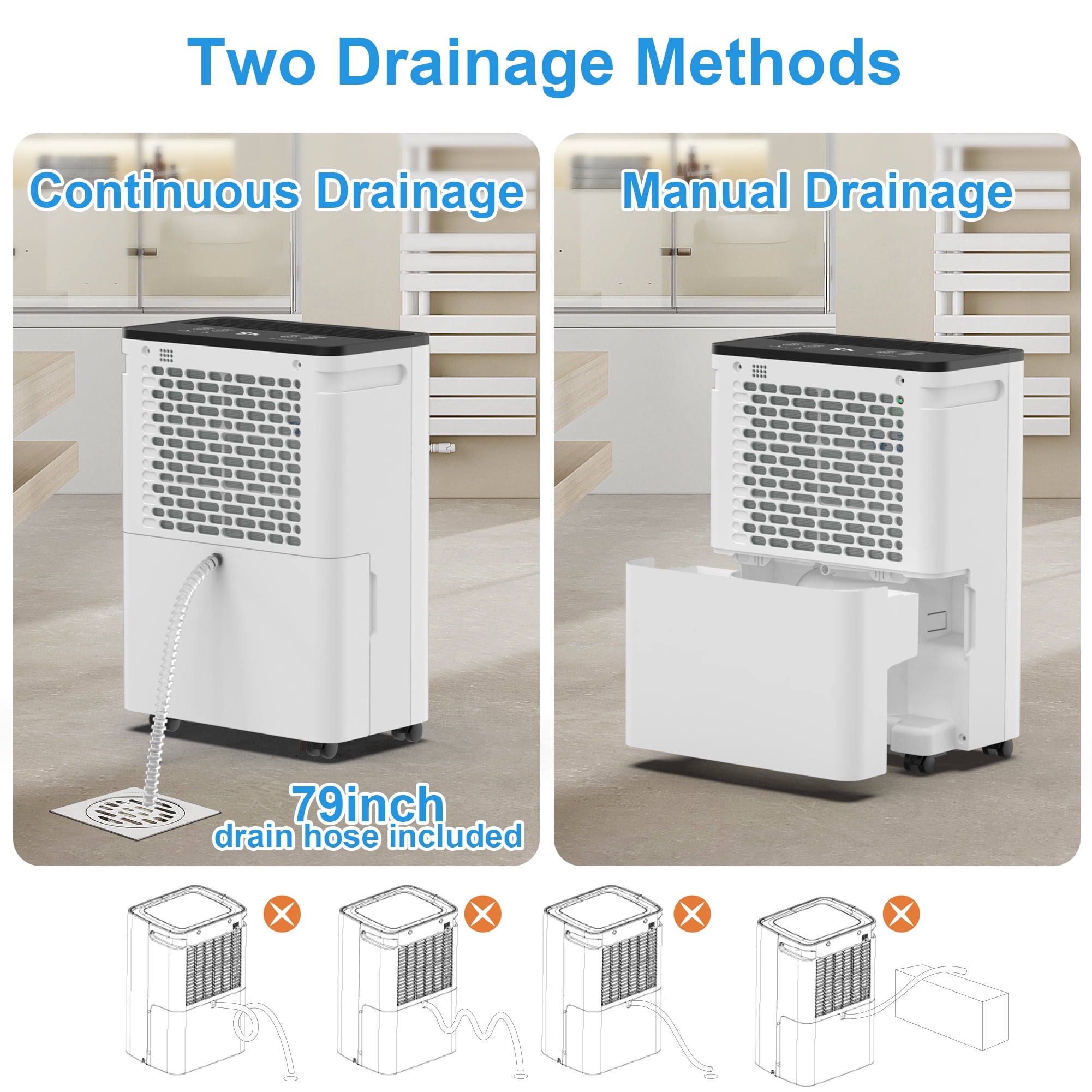 AIRFIRE Dehumidifier, 19 Pint (DOE) Dehumidifier with Drain Hose, Max 2500 Sq.Ft Dehumidifiers for Home Basement, 0.66 Gal Water Tank, Overflow Protection, Auto Defrost& Drain, Humidity Indicator