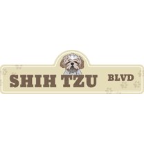 Shih Tzu Street Sign | Indoor/Outdoor | Dog Lover Funny Home Décor for Garages, Living Rooms, Bedroom, Offices | SignMission personalized gift | 24" Wide