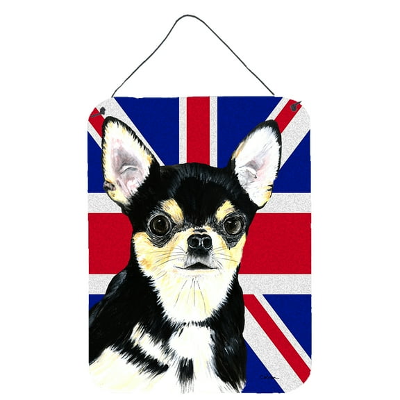 Carolines Treasures SC9856DS1216 Chihuahua with English Union Jack British Flag Wall or Door Hanging Prints 12WX16H