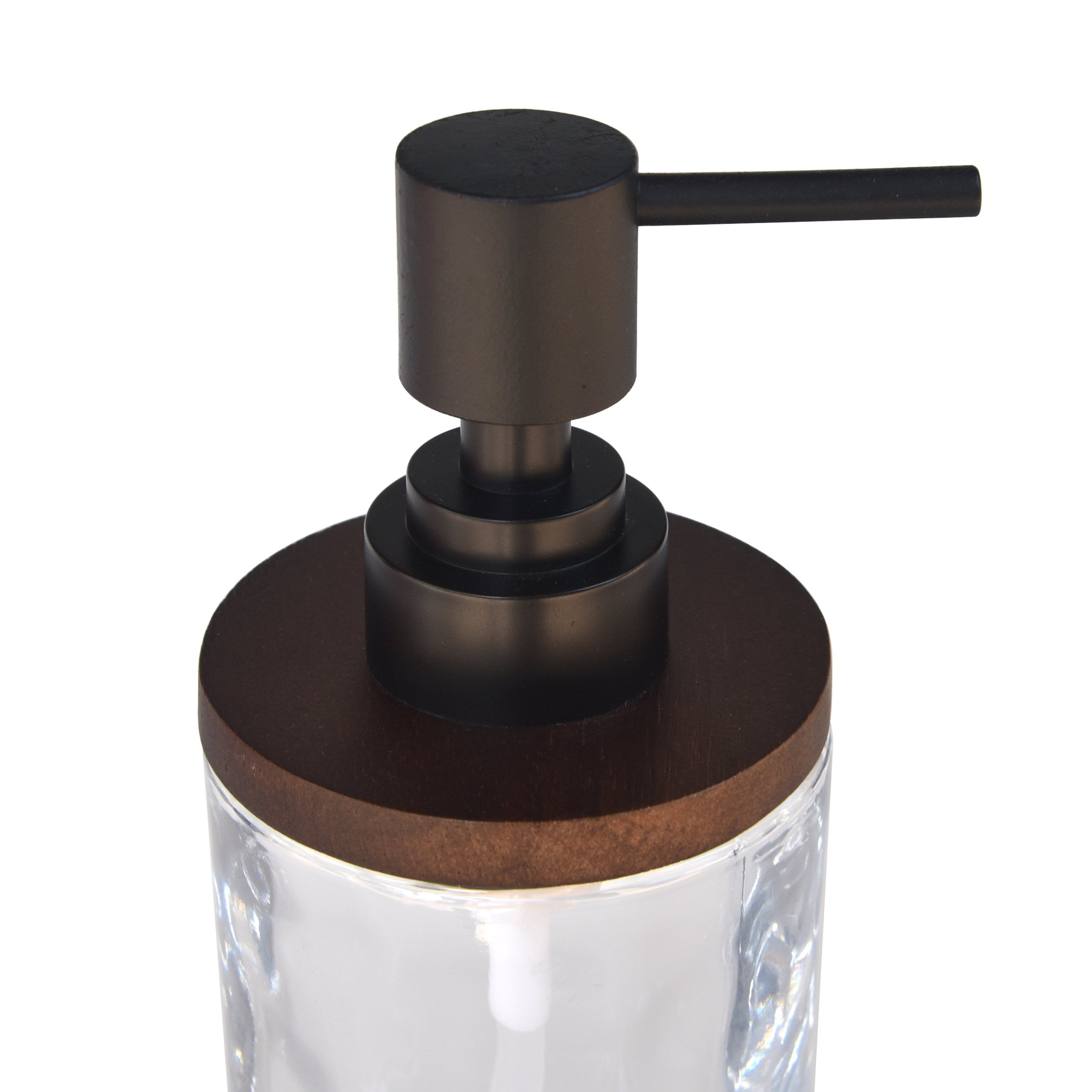 Better Homes & Gardens Acacia Wood Glass Soap Pump with 12 Oz Capacity