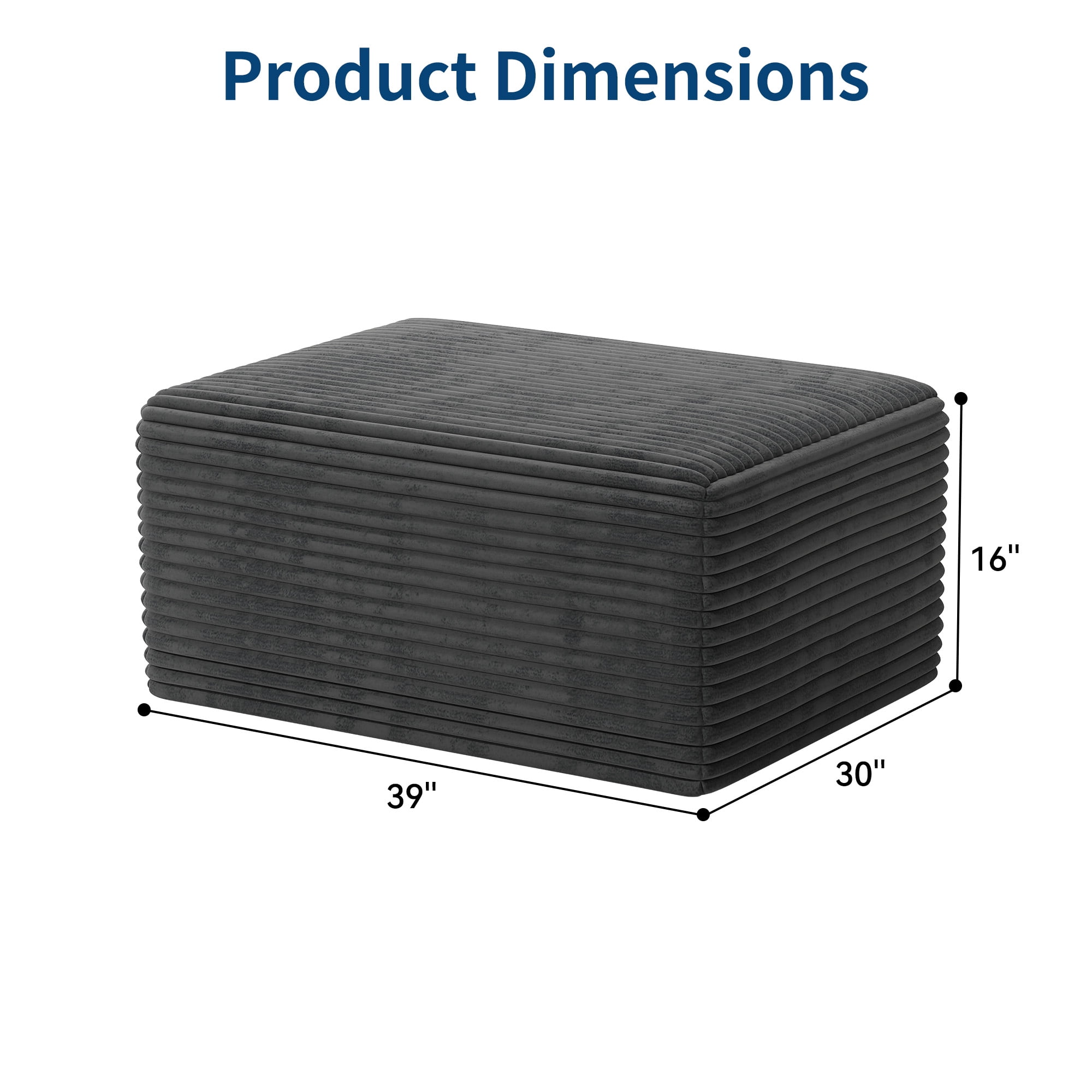 IDEALSOUL Corduroy Ottoman, Rectangle Ottoman Foot Rest for Couch, Oversized Modular Sectional Sofa Stool, Extra Seating & Coffee Table for Sofa, Cloud Foot Rest Foam Support, No Assembly Required