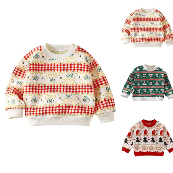YHAJDS Kids Fleece Sweatshirt Thick Print Pullover Long Sleeve Crewneck Warm Top Winter Indoor