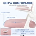 thumbnail image 4 of CELTOSS Pink Office Chair, Flip-Up Arms, Adjustable Lumbar Support, Pink, 4 of 10