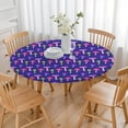 thumbnail image 3 of Colorful Mushroom Assortment Dark Blue Pattern Round Fitted Tablecloth with Elastic Edge,Dining Table Cover Waterproof,Outdoor Round Tablecloth for Camping,Dining,Indoor and Outdoor, 3 of 7
