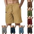 thumbnail image 1 of QATAINLAV Lightning Sales of Today, Linen Shorts for Men Big and Tall Loose Wide Leg Shorts Summer Casual Drawstring Waist Beach Shorts Solid Color Lounge Short Pants with Pockets Coffee L, 1 of 6