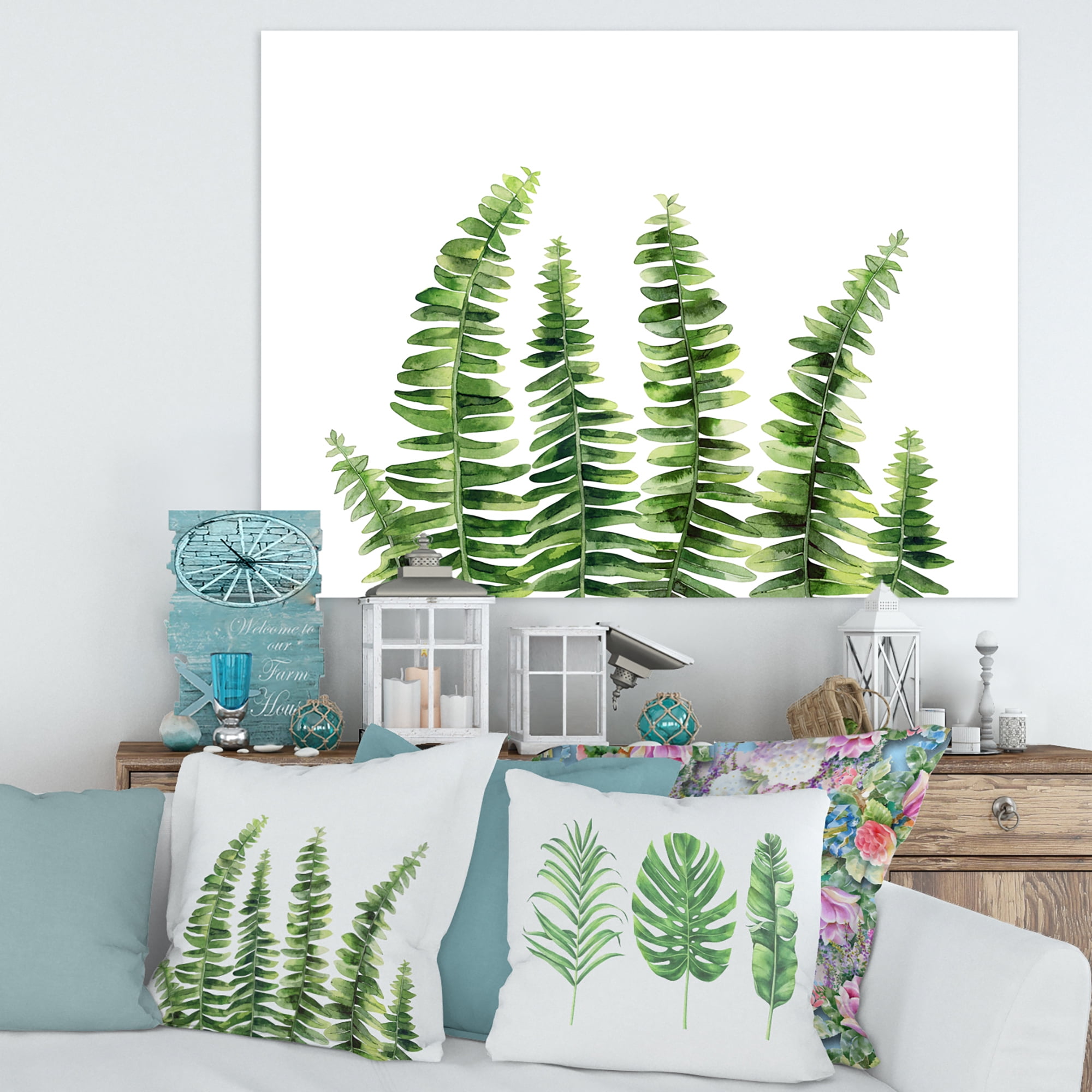 Designart ' Fern Plant Leaves Detail II ' Farmhouse Canvas Wall Art Print