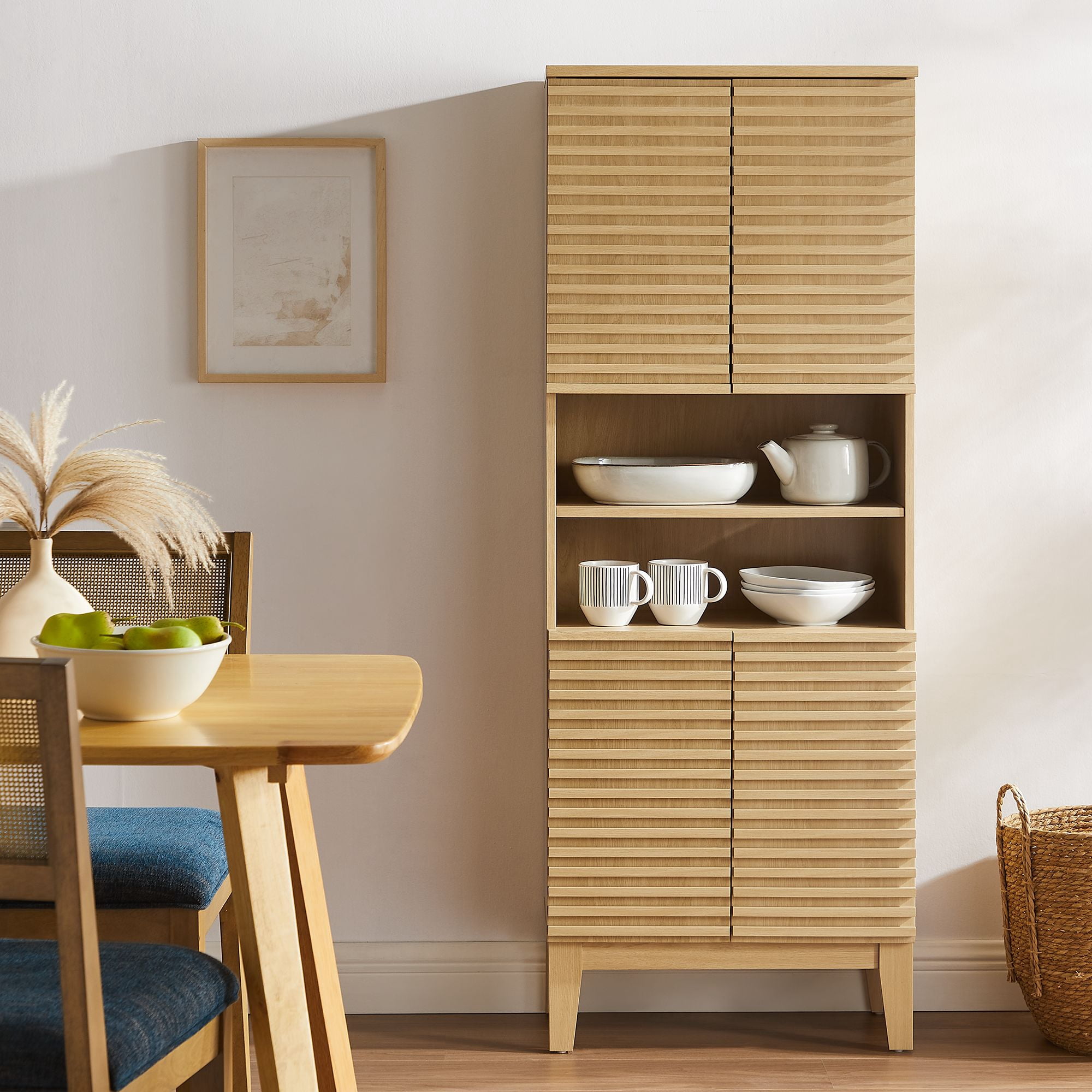 Render Tall Bathroom Storage Cabinet in Oak