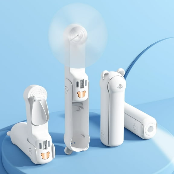 Kaibinsi Portable Handheld Fan, 3 IN 1 Mini Portable Fan for Travel Outdoor with Lighting, USB Rechargeable Fan Gifts for Women Men