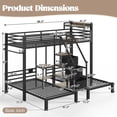 thumbnail image 6 of Bellemave Triple Bunk Bed with Storage Stairs and 2 Charging Station, Heavy Duty Metal Triple Bed Frame Twin Over Twin and Twin with Drawers and Shelves Headboard for 3 Kids Teens, Black, 6 of 10