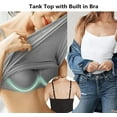 thumbnail image 6 of 2 Pack Women Tank Top with Built in Bra Camisole - Padded Camisole Yoga Tanks, High Stretch Workout Spaghetti Tank Tops with Adjustable Breathable Strap for Women, S-XL, 6 of 8