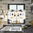 thumbnail image 4 of Yayeee Kitchen Curtains Light Filtering 27"x36" Rod Pocket Short Cafe Window Panel, White Halloween Pattern, 4 of 7