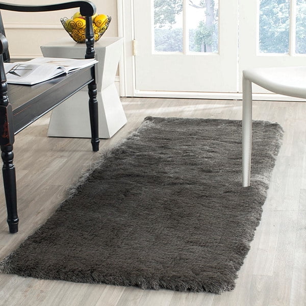 SAFAVIEH Paris Darwin Plush Polyester Shag Area Rug, Titanium, 10' x 14'