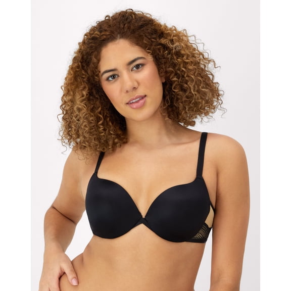 Maidenform Love the Lift Push Up & In Demi Bra Black W/Body Beige 32B Women's