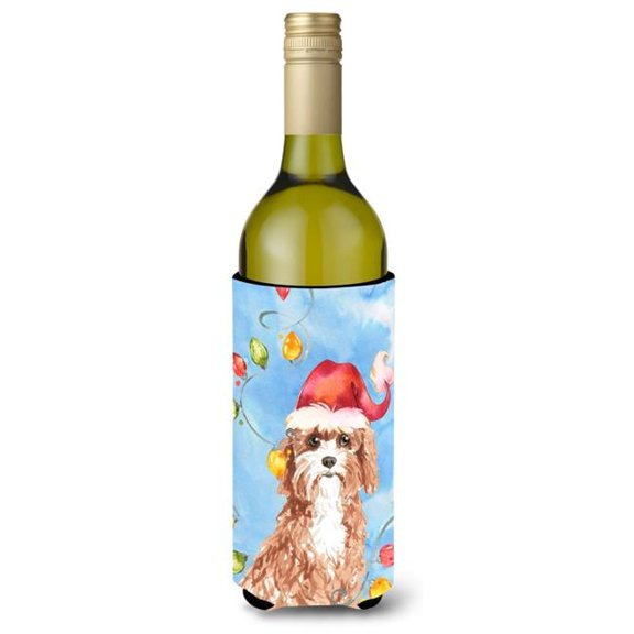 Christmas Lights Cavapoo Wine Bottle Beverage Insulator Hugger