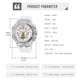 thumbnail image 6 of Men's Quartz Watch, Hexagonal Skeleton Wristwatch Transparent Dial Waterproof Analog Business Casual Dress Watch Precision Timekeeping, Fashion Watch for Work Office Party Travel Daily Wear, 6 of 9
