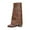 Brown, variant on Women Shark Boots Fold Over Mid Calf Chunky Heel Snip Toe Cowboy Cowgirl Pull On Studded Boots for Women,Color:White,Size:7