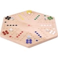 thumbnail image 6 of Wooden Hand-Painted Aggravation Board Game - Maple Wood - 16" Wide Board - with 16mm Marbles and Dice, 6 of 9