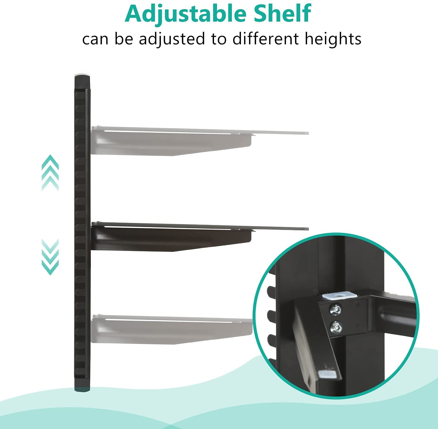 Floating TV Shelf, 1 Tier Glass Projector Shelf for DVD Players, Routers, Game Consoles, Cable Boxes, Living Room Decor, Wall Mount Shelves Hold Up to 17.6lbs (CS201B), 1-Shelf, Black