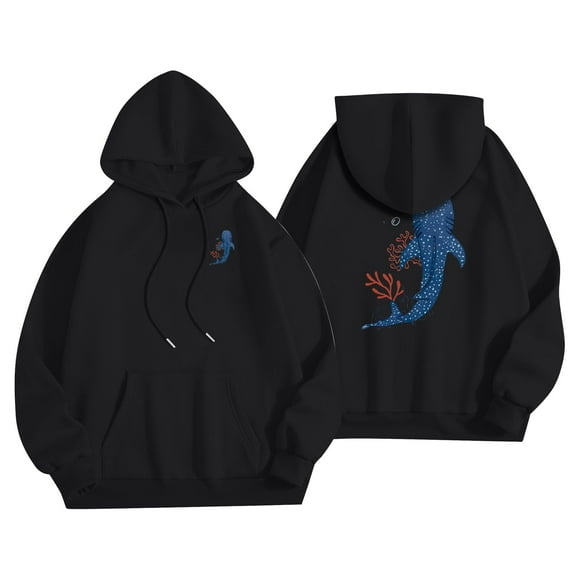 Women's Cozy Mermaid Print Hoodie Soft Green Pullover Sweatshirt with Kangaroo Pocket and Adjustable Drawstring