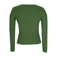 thumbnail image 5 of GEWSEY Womens Long Sleeve Shirts Fall Tops Crew Neck Base Layer Ribbed Slim Fitted Pullover (Green, XXL), 5 of 6