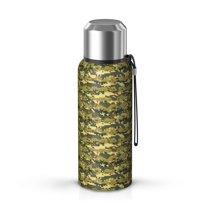 Camouflage 20oz Stainless Steel Thermal Bottle with Tea Filter and Cup Lid, Vacuum Insulated Coffee Mug with 316L Inner Liner, Leakproof Travel Thermos for Office, Commute & Outdoor