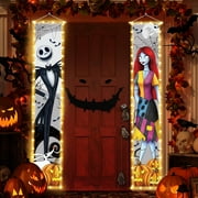 Jack Sally Lighted Banners Porch Signs Halloween Decor Christmas Nightmare Banner Halloween Decorations Outdoor Before Party Wall Art